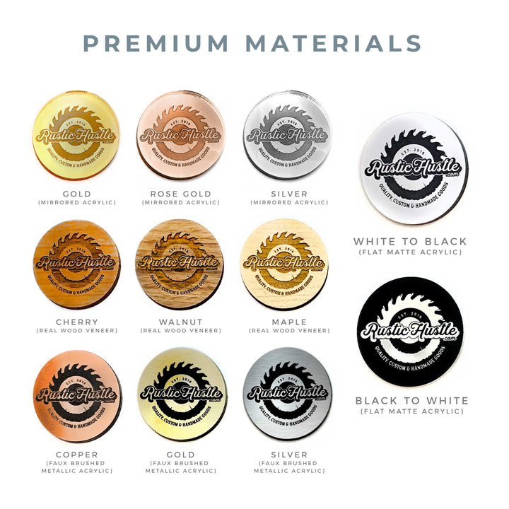 a collection of premium materials, including various types of wood, metal, and paint, each with its own unique color and finish.