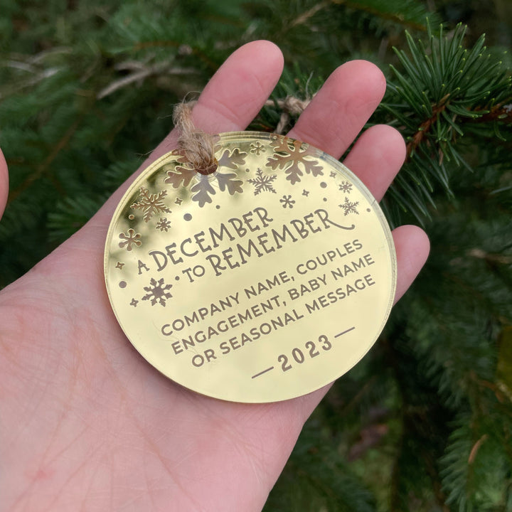 'December to Remember' Round Custom Christmas Tree Ornaments