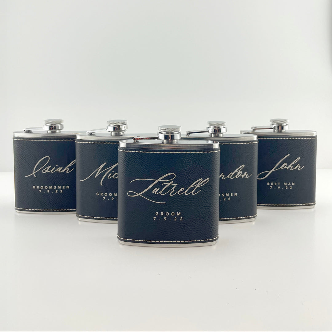 Personalized Leatherette Wedding Flask