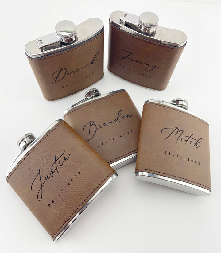 Personalized Leatherette Wedding Flask