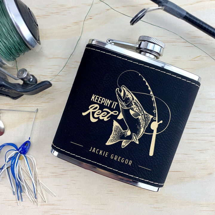 Custom Engraved Fishing Flask - 'Keepin it Reel'
