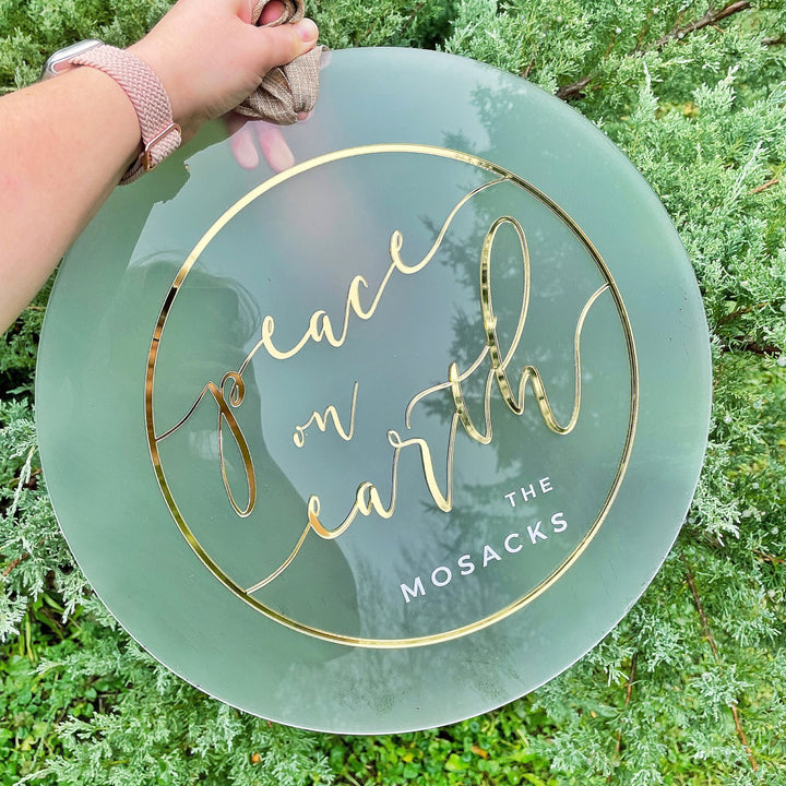 'Peace on Earth' Custom 3D Minimal Wreath Door Hanger