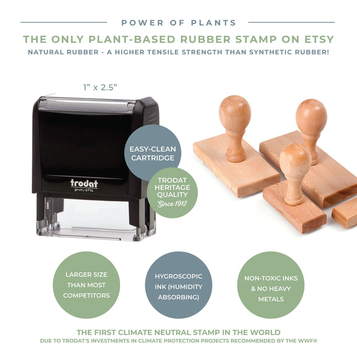 Custom Return Address Wedding Stamp - Personalized Self-Inking Stamp or Rubber Wooden Handle Stamp + Ink Pad Plant Based - METROPOLITAN GALA