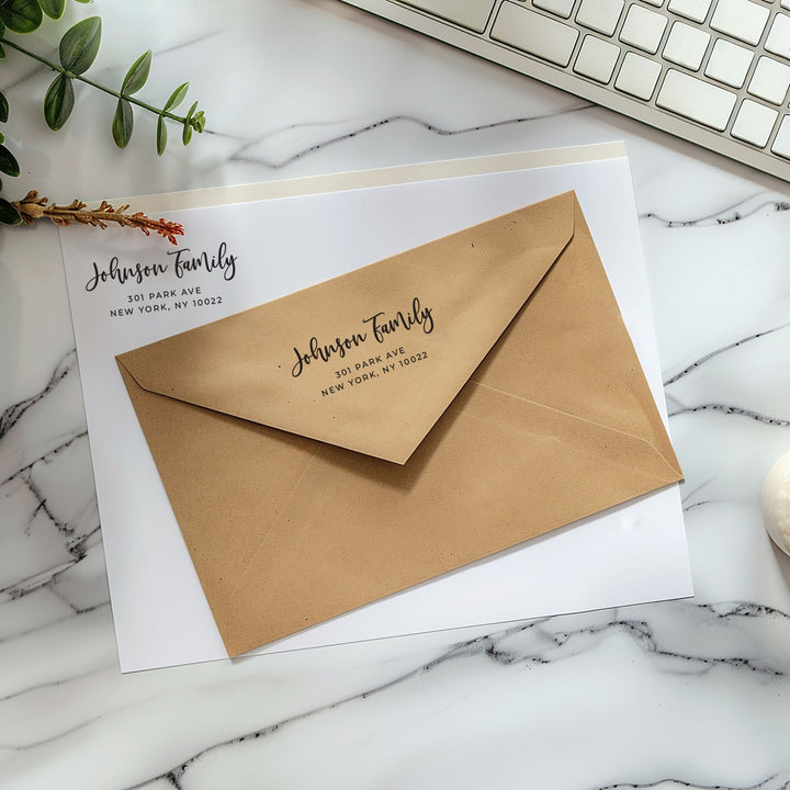 Custom Return Address Wedding Stamp - Personalized Self-Inking Stamp or Rubber Wooden Handle Stamp + Ink Pad, Plant Based - LIVELY AFFAIR