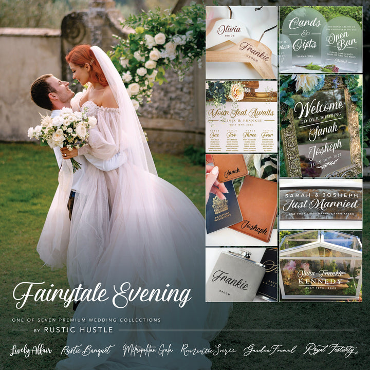 Custom Return Address Wedding Stamp - Personalized Self-Inking Stamp or Rubber Wooden Handle Stamp + Ink Pad Plant Based - FAIRYTALE EVENING