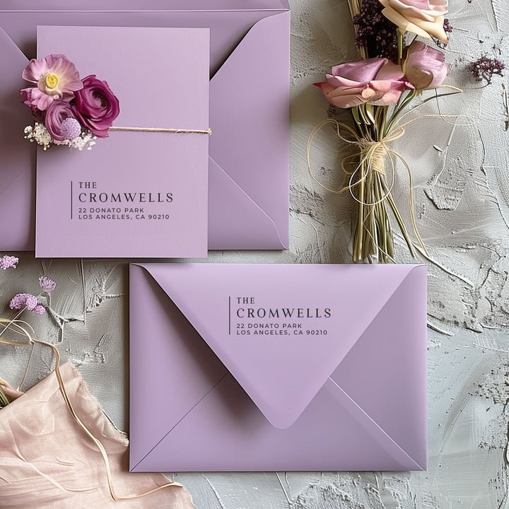 Custom Return Address Wedding Stamp - Personalized Self-Inking Stamp or Rubber Wooden Handle Stamp + Ink Pad, Plant Based - OLD FASHION