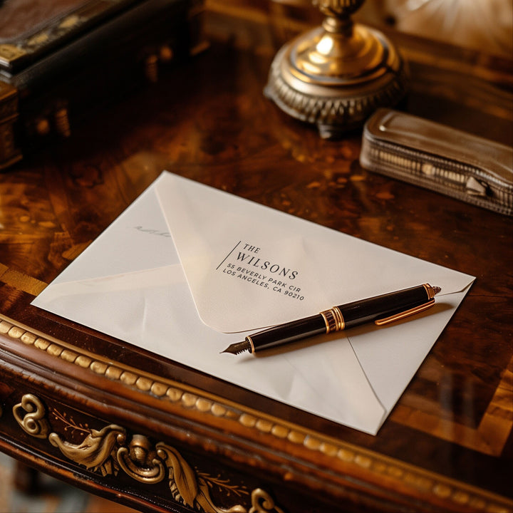 Custom Return Address Wedding Stamp - Personalized Self-Inking Stamp or Rubber Wooden Handle Stamp + Ink Pad, Plant Based - OLD FASHION