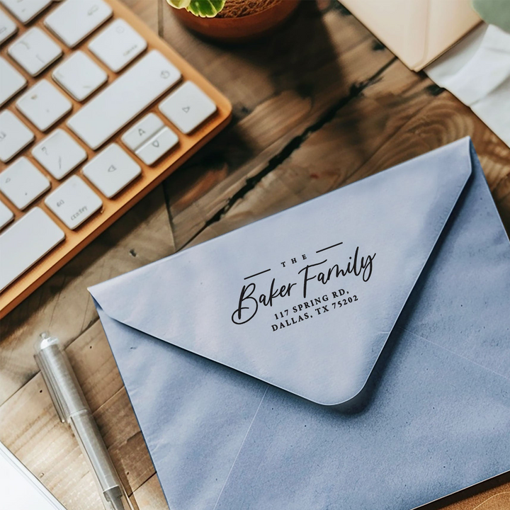 Custom Return Address Stamp - RUSTIC BANQUET