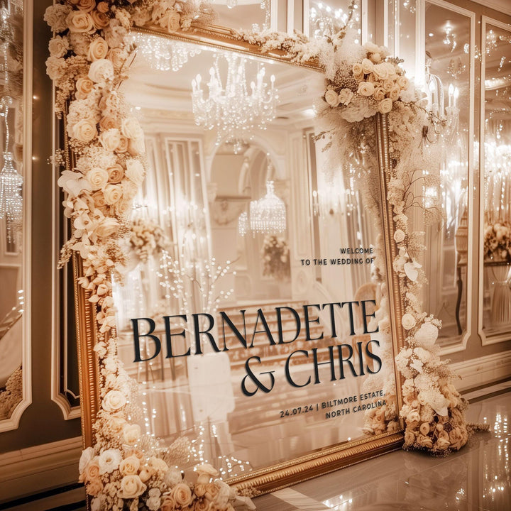 Welcome to the Wedding of Custom Vinyl Decal Sticker for Mirrors, Acrylic Sheets, Wooden Boards, Welcome Wedding Mirror Signs Decor