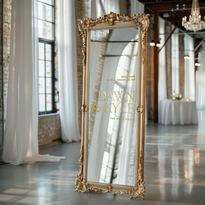 Welcome to the Wedding of Custom Vinyl Decal Sticker for Mirrors, Acrylic Sheets, Wooden Boards, Welcome Wedding Mirror Signs Decor