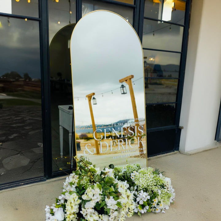 Welcome to the Wedding of Custom Vinyl Decal Sticker for Mirrors, Acrylic Sheets, Wooden Boards, Welcome Wedding Mirror Signs Decor