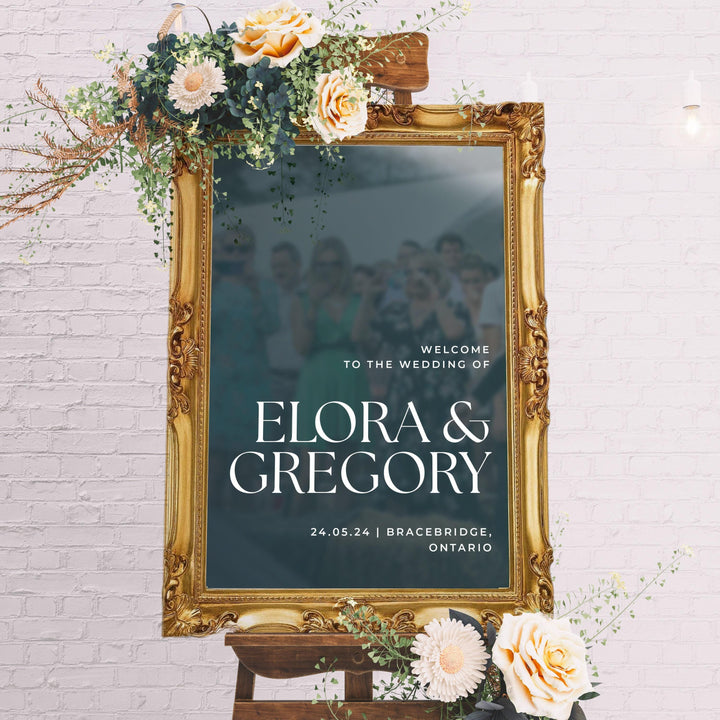 Welcome to the Wedding of Custom Vinyl Decal Sticker for Mirrors, Acrylic Sheets, Wooden Boards, Welcome Wedding Mirror Signs Decor