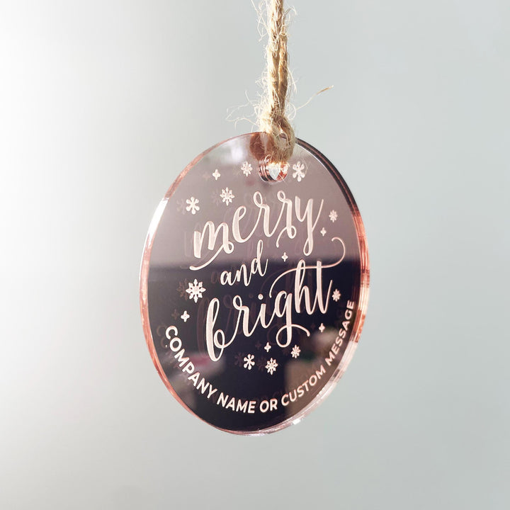 Custom Christmas Tree Ornament, Mirrored Acrylic Bulk Wholesale Logo Client Gifting, Corporate Holiday Stocking Stuffers, Personalized Decor