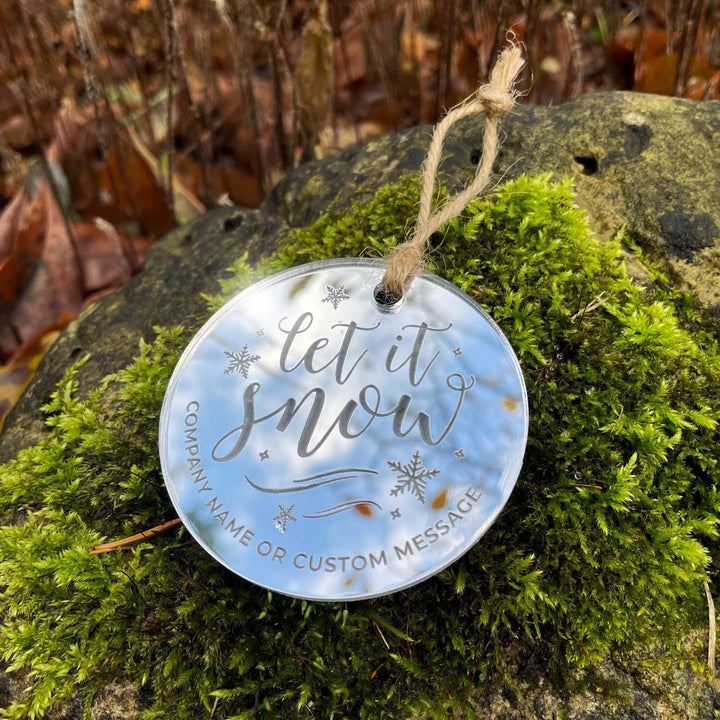 Custom Christmas Tree Ornament, Mirrored Acrylic Bulk Wholesale Logo Client Gifting, Corporate Holiday Stocking Stuffers, Personalized Decor