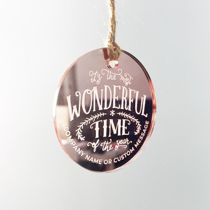 Custom Christmas Tree Ornament, Mirrored Acrylic Bulk Wholesale Logo Client Gifting, Corporate Holiday Stocking Stuffers, Personalized Decor