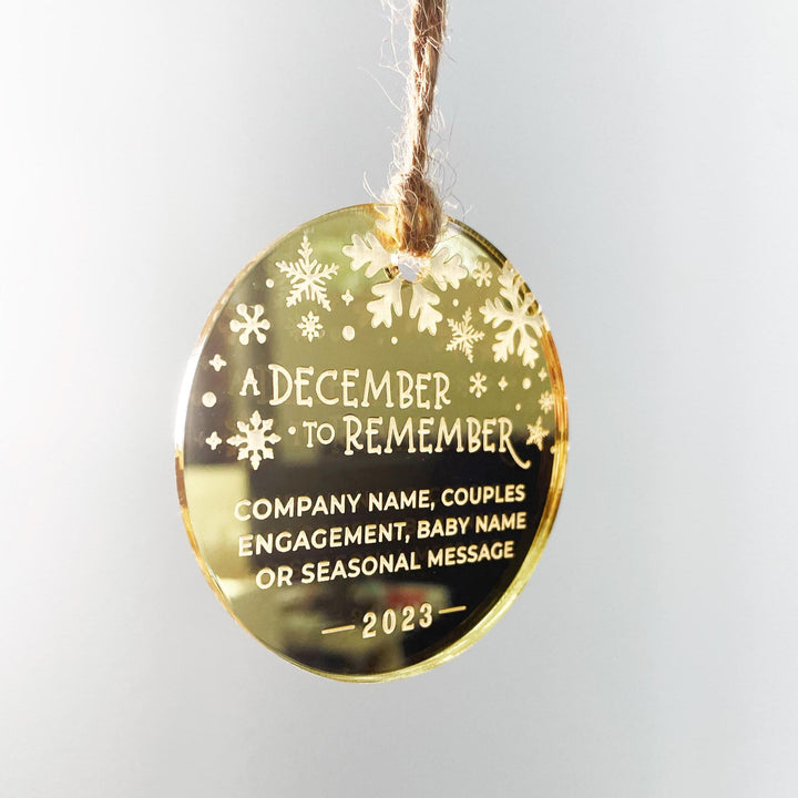 Custom Christmas Tree Ornament, Mirrored Acrylic Bulk Wholesale Logo Client Gifting, Corporate Holiday Stocking Stuffers, Personalized Decor