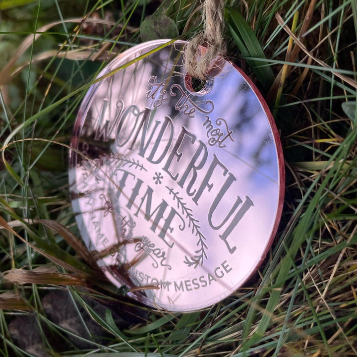 Custom Christmas Tree Ornament, Mirrored Acrylic Bulk Wholesale Logo Client Gifting, Corporate Holiday Stocking Stuffers, Personalized Decor