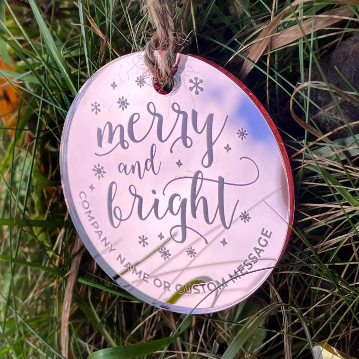 Custom Christmas Tree Ornament, Mirrored Acrylic Bulk Wholesale Logo Client Gifting, Corporate Holiday Stocking Stuffers, Personalized Decor