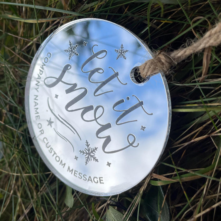 Custom Christmas Tree Ornament, Mirrored Acrylic Bulk Wholesale Logo Client Gifting, Corporate Holiday Stocking Stuffers, Personalized Decor