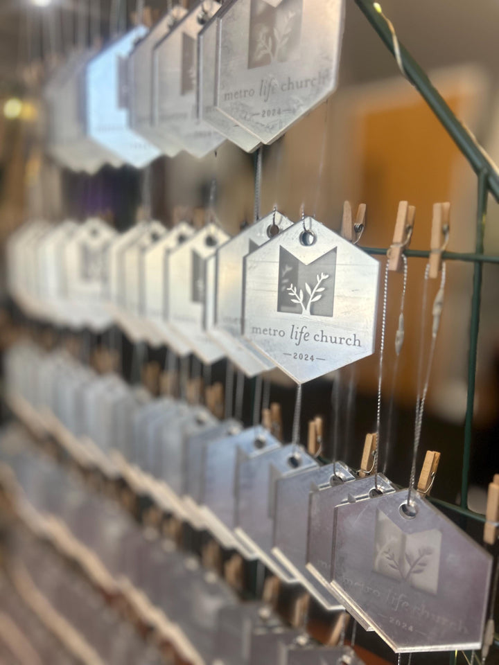 Custom Christmas Tree Ornament, Mirrored Acrylic Bulk Wholesale Logo Client Gifting, Corporate Holiday Stocking Stuffers, Personalized Decor