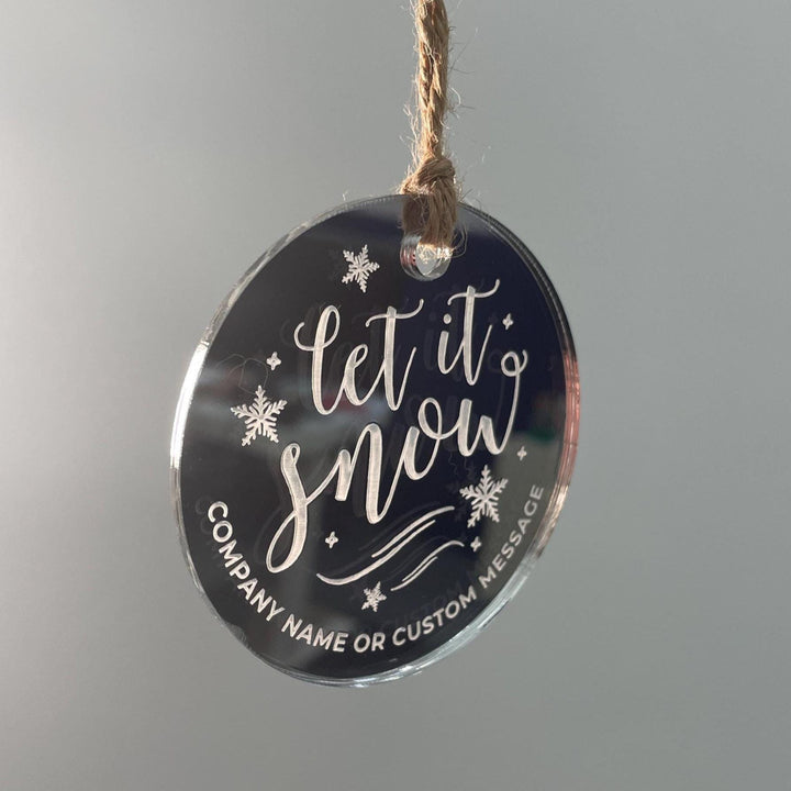 Custom Christmas Tree Ornament, Mirrored Acrylic Bulk Wholesale Logo Client Gifting, Corporate Holiday Stocking Stuffers, Personalized Decor