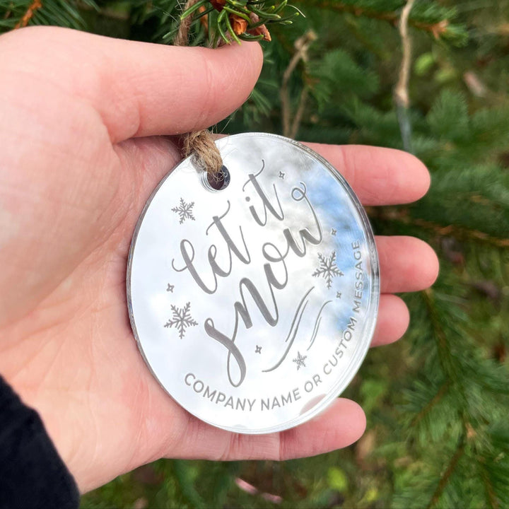 Custom Christmas Tree Ornament, Mirrored Acrylic Bulk Wholesale Logo Client Gifting, Corporate Holiday Stocking Stuffers, Personalized Decor