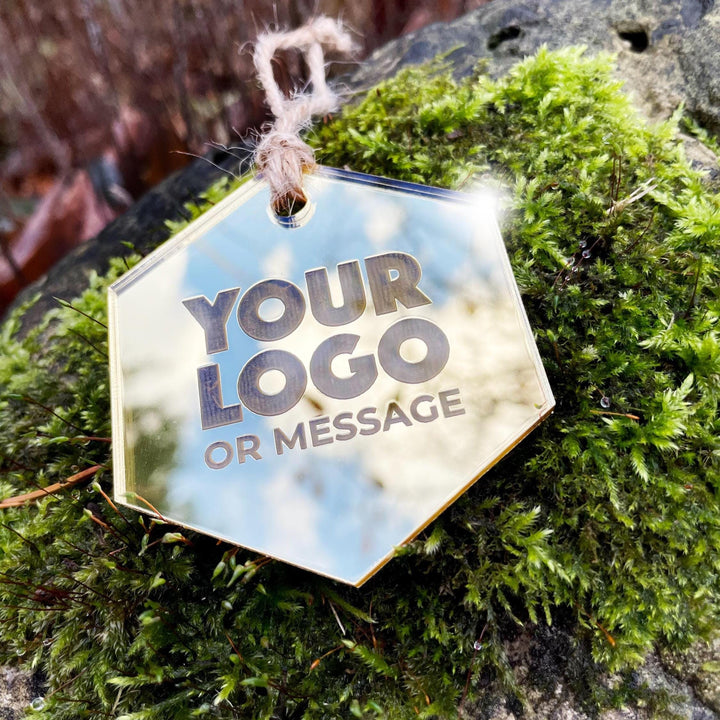 Custom Christmas Tree Ornament, Mirrored Acrylic Bulk Wholesale Logo Client Gifting, Corporate Holiday Stocking Stuffers, Personalized Decor