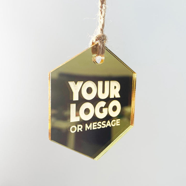 Custom Christmas Tree Ornament, Mirrored Acrylic Bulk Wholesale Logo Client Gifting, Corporate Holiday Stocking Stuffers, Personalized Decor