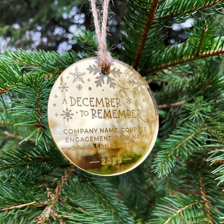 Custom Christmas Tree Ornament, Mirrored Acrylic Bulk Wholesale Logo Client Gifting, Corporate Holiday Stocking Stuffers, Personalized Decor