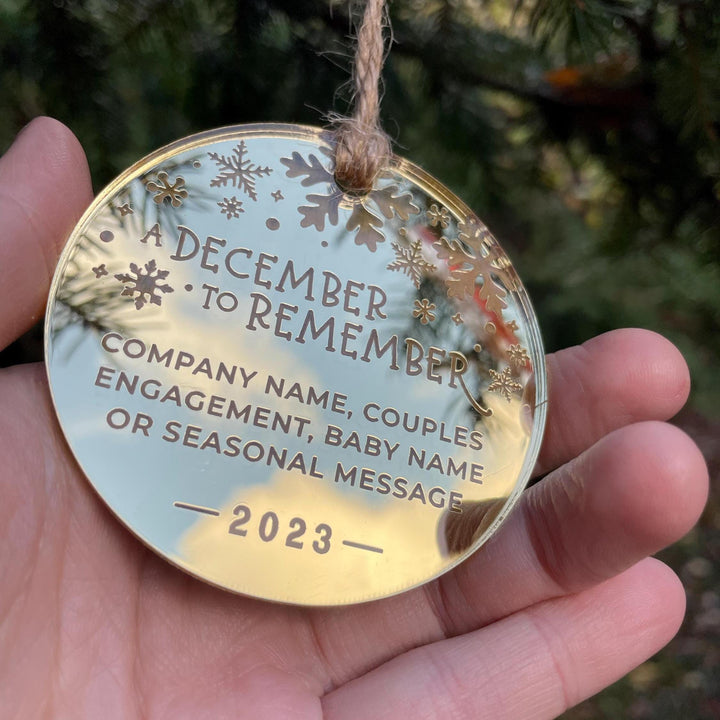 Custom Christmas Tree Ornament, Mirrored Acrylic Bulk Wholesale Logo Client Gifting, Corporate Holiday Stocking Stuffers, Personalized Decor