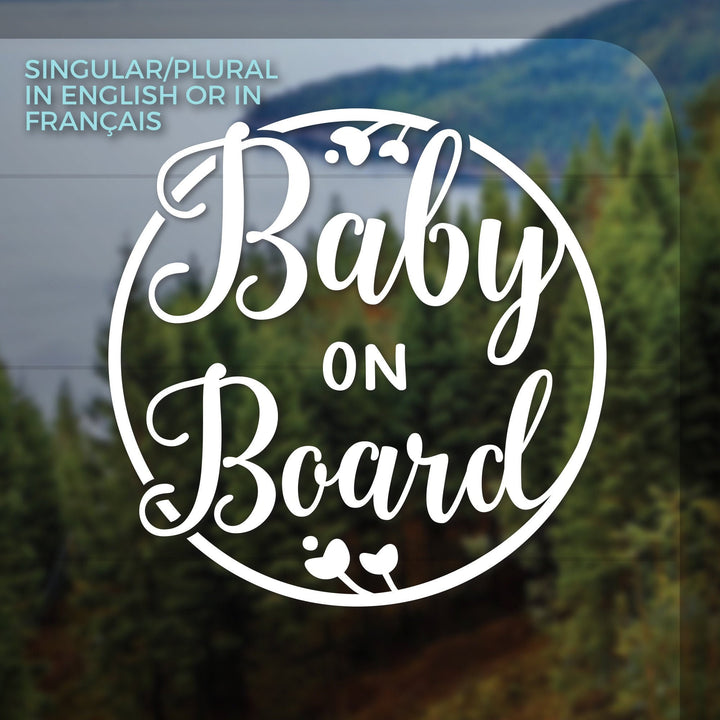 Baby On Board Vinyl DECAL for Car Bumper, Floral Flowers Bébé à Bord Vinyle English or Francais Sign | Baby Shower Gift