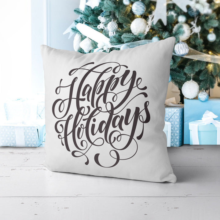 Happy Holidays Christmas Pillow Cover, Xmas Pillow, Holiday gifts, Christmas Pillowcases, Christmas Decor,  20x20 Christmas Pillow Case