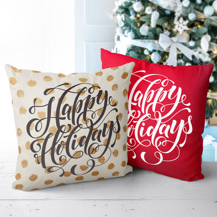 Happy Holidays Christmas Pillow Cover, Xmas Pillow, Holiday gifts, Christmas Pillowcases, Christmas Decor,  20x20 Christmas Pillow Case