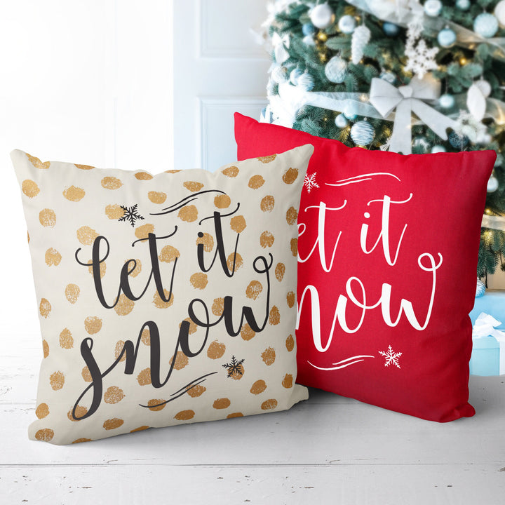 Let it Snow Pillow Cover, Xmas Pillow, Holiday gifts, Christmas Pillowcases, Christmas Decor,  20x20 Christmas Pillow Case