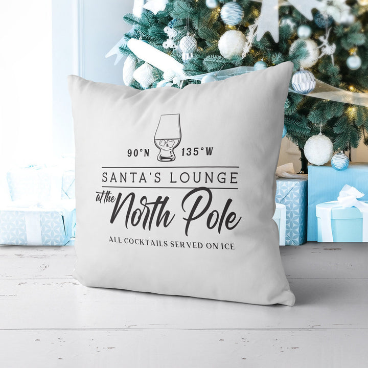 Gold or Silver Santa North Pole, Country Xmas Pillow, Holiday gifts, Christmas Pillowcases, Christmas Decor,  20x20 Christmas Pillow Case