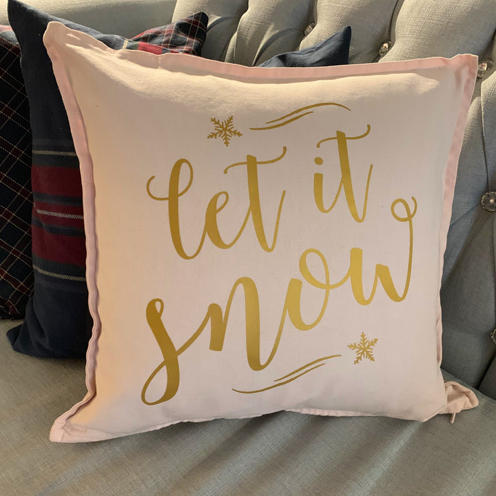 Let it Snow Pillow Cover, Xmas Pillow, Holiday gifts, Christmas Pillowcases, Christmas Decor,  20x20 Christmas Pillow Case