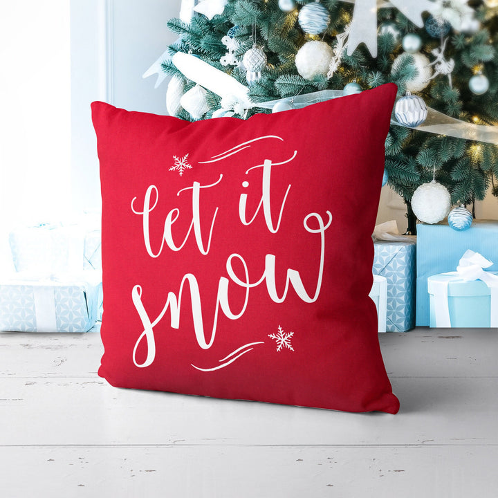 Let it Snow Pillow Cover, Xmas Pillow, Holiday gifts, Christmas Pillowcases, Christmas Decor,  20x20 Christmas Pillow Case