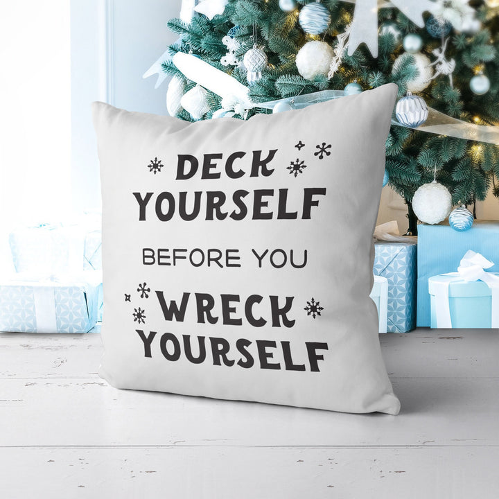 Deck Yourself Christmas Pillow Cover, Xmas Pillow, Holiday gifts, Christmas Pillowcases, Christmas Decor,  20x20 Christmas Pillow Case
