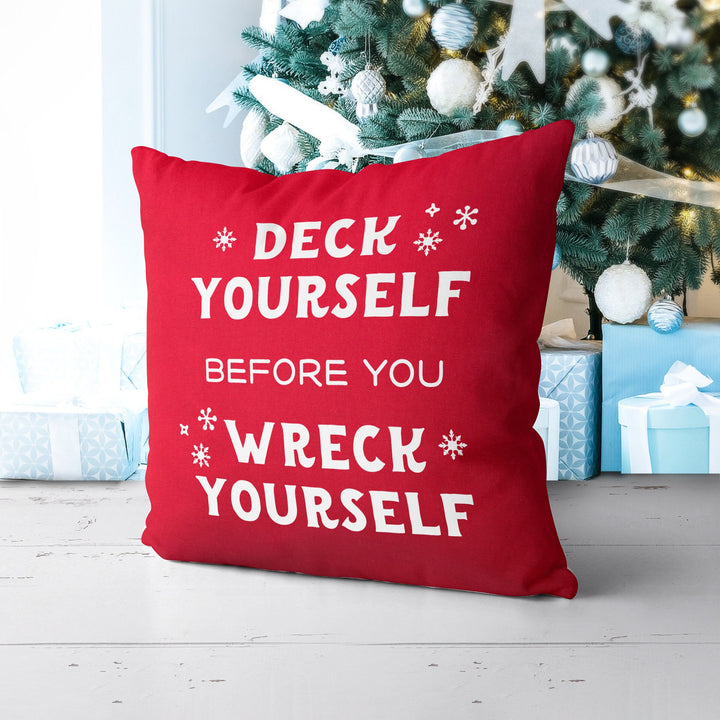 Deck Yourself Christmas Pillow Cover, Xmas Pillow, Holiday gifts, Christmas Pillowcases, Christmas Decor,  20x20 Christmas Pillow Case
