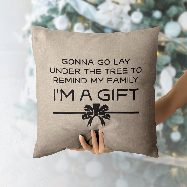 I'm A Gift Christmas Pillow Cover, Xmas Pillow, Holiday gifts, Christmas Pillowcases, Christmas Decor,  20x20 Christmas Pillow Case