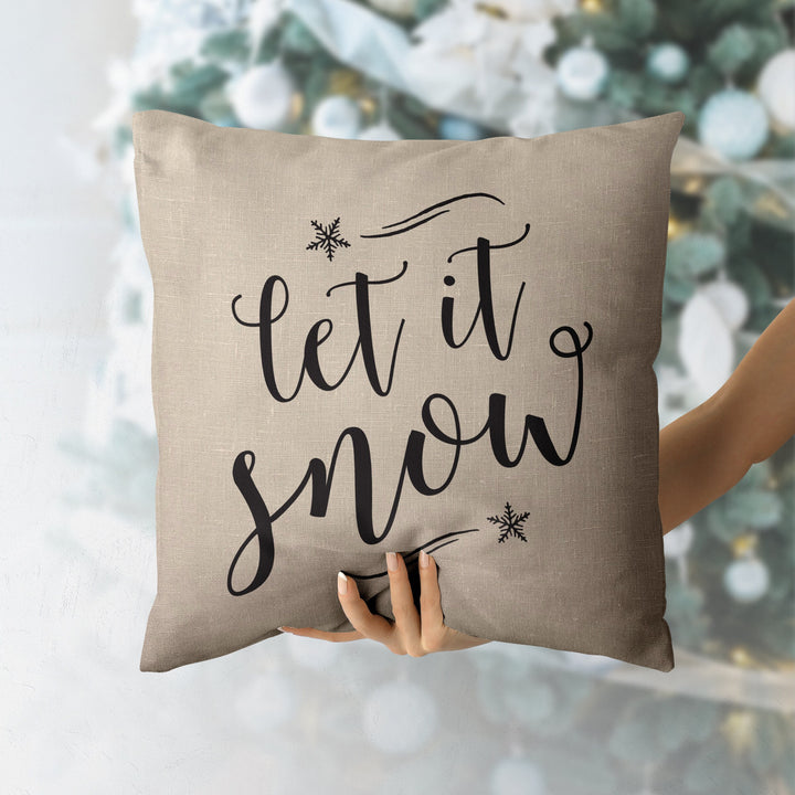 Let it Snow Pillow Cover, Xmas Pillow, Holiday gifts, Christmas Pillowcases, Christmas Decor,  20x20 Christmas Pillow Case