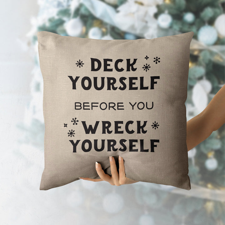 Deck Yourself Christmas Pillow Cover, Xmas Pillow, Holiday gifts, Christmas Pillowcases, Christmas Decor,  20x20 Christmas Pillow Case