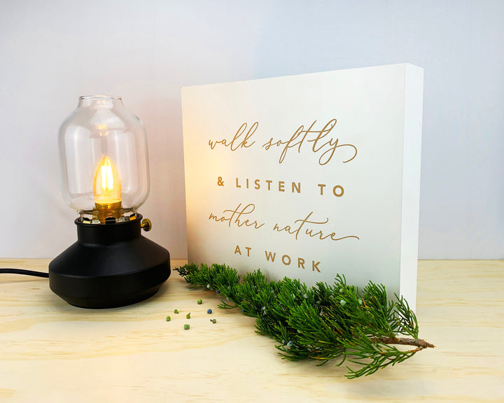 Double, Two Sided White or Black "Mother Nature" Country Spring Summer Sign She Shed Christmas Standing Mantle Console Table Xmas Decor