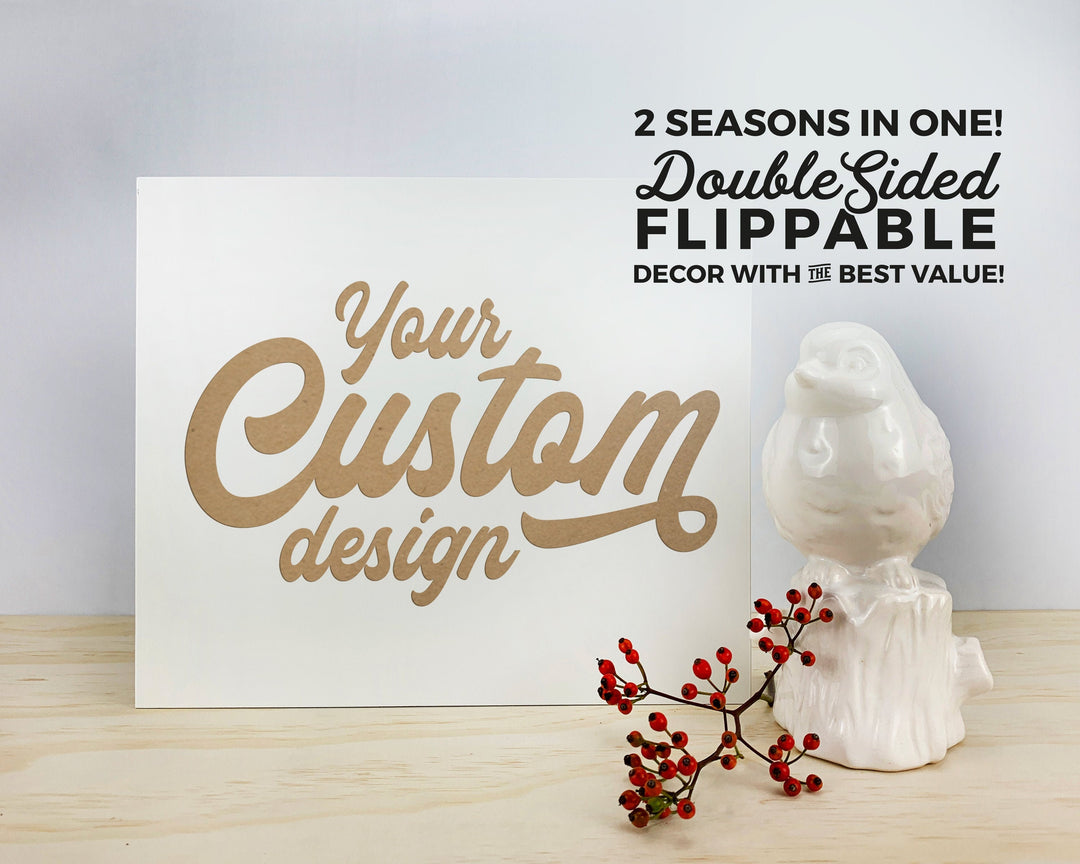 Custom Double, Two Sided Market Stand, Store Counter Sign in White or Black Spring Summer Fall Winter Christmas Standing Console Table Decor