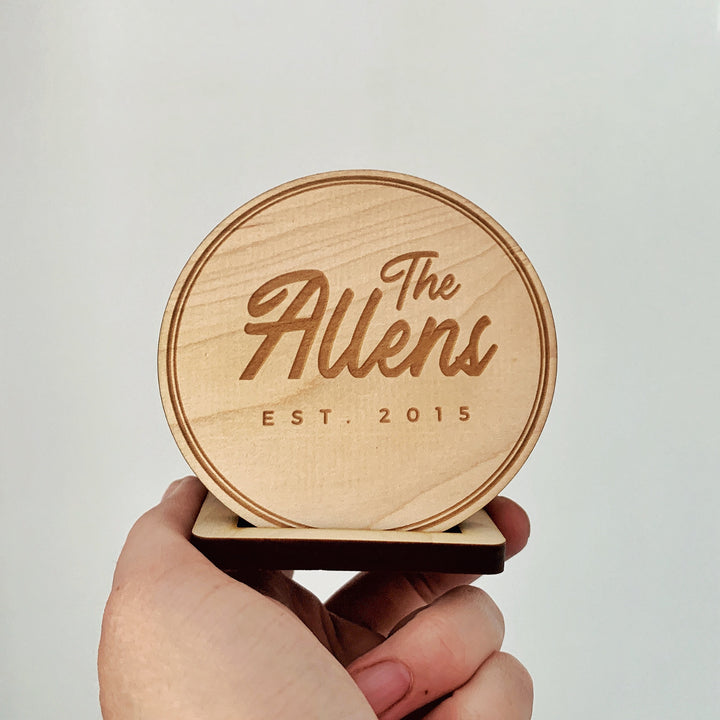 Custom Name Coasters - Wooden Drink Coasters Set, Real Maple or Acrylic Coasters, Bar Decor, Engagement Wedding Gifts, Housewarming Gift