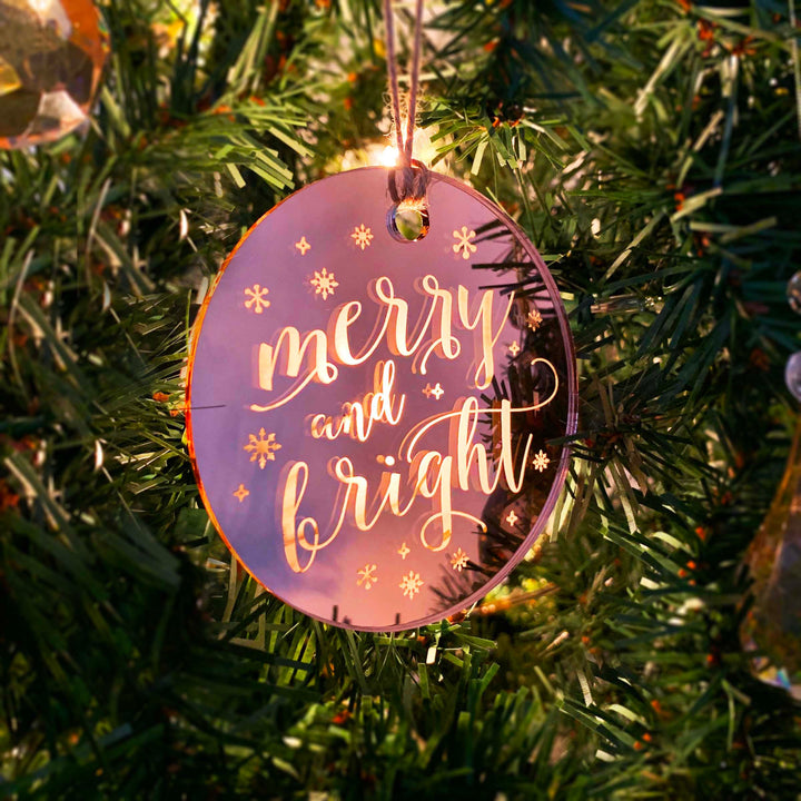 Engraved Christmas Tree Ornament - 'Merry & Bright'