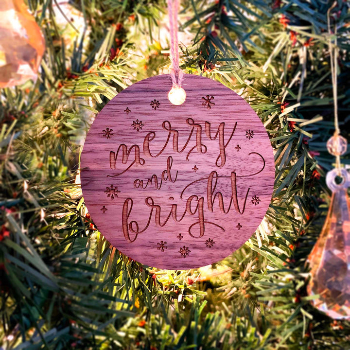 Engraved Christmas Tree Ornament - 'Merry & Bright'