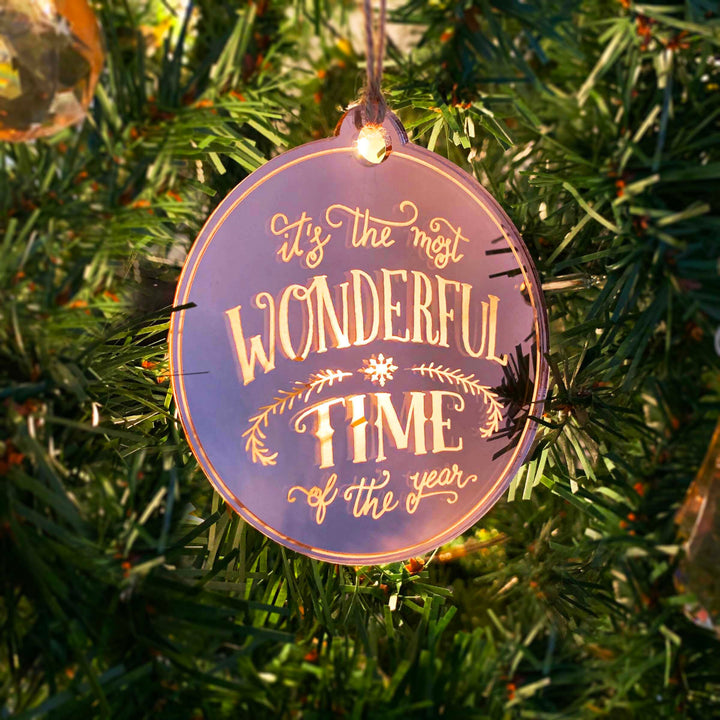 Engraved Christmas Tree Ornament - 'Most Wonderful Time'