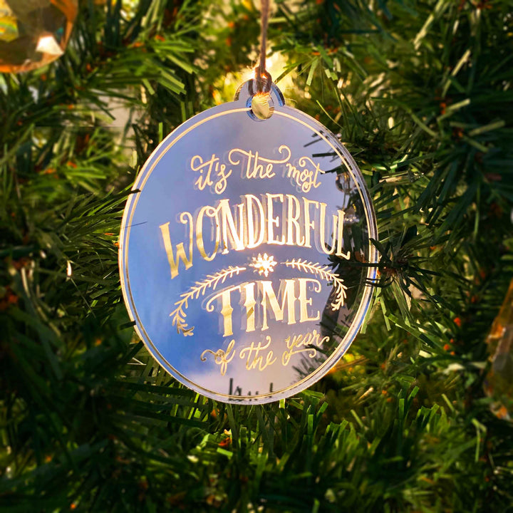 Engraved Christmas Tree Ornament - 'Most Wonderful Time'
