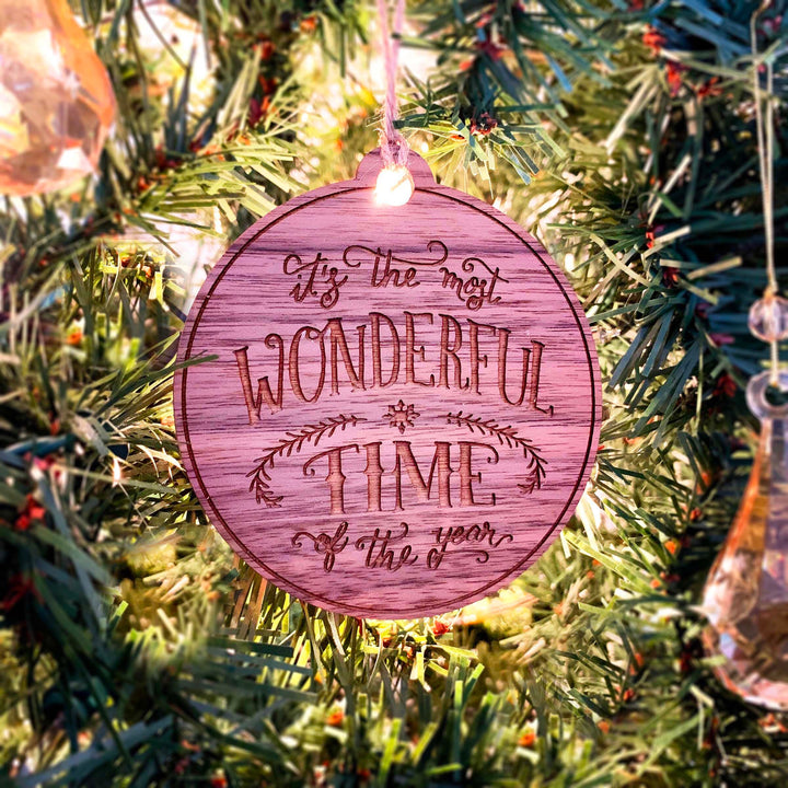 Engraved Christmas Tree Ornament - 'Most Wonderful Time'